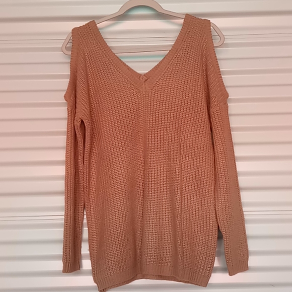 Ambiance Sweaters - Women's knitted off shoulder top size small